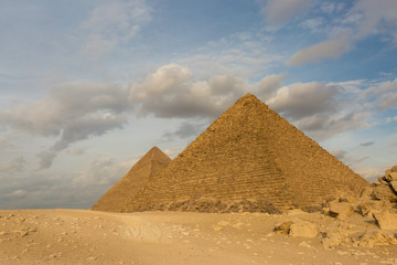 Great pyramids on the plateau of Giza, Egypt, Africa.