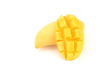 mango and sticky rice,Thai style tropical dessert on white background