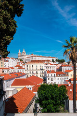 View of Lisbon city from Alfama district (Portugal).