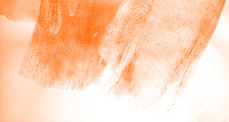 Abstract watercolor background hand-drawn on paper. Volumetric smoke elements. Orange color. For design, web, card, text, decoration, surfaces.