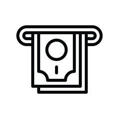 finance banking and money related bank note and atm machine vector in lineal or editable stroke design