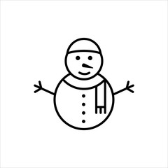 Christmas Snowman Icon. Snowman Custom Face Vector Icon. Clean and Simple Christmas Icon.