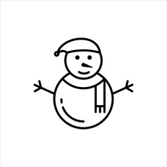 Christmas Snowman Icon. Snowman Custom Face Vector Icon. Clean and Simple Christmas Icon.