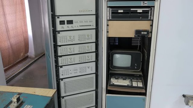 Slider view of old computer and electronic equipment