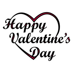 Valentines Day card design. heart with hand drawn typographic lettering isolated on background. Vector love Illustration of a Valentines Day EPS10.