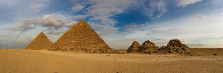 Fototapeta na wymiar Great pyramids on the plateau of Giza, Egypt, Africa. 