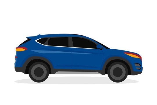 blue hatchback car illustration vector