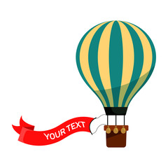 Hot air balloon with ribbon for advertisement
