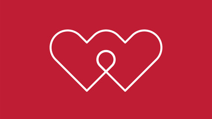 Flat two heart join together icon