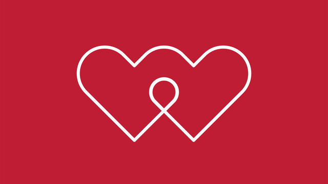Flat two heart join together icon