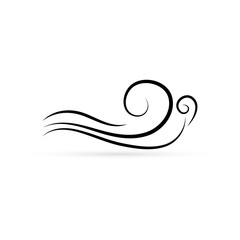 doodle hand drawing wind or wave icon isolated, sketch logo, outline vector illustration