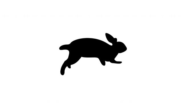 Silhouette rabbit set with. Animal flat istyle. Animation on white background. Easter holiday concept.