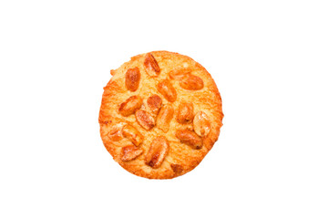 shortbread cookies with nuts on a white background isolate