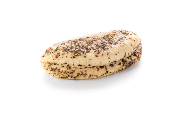 Halumi cheese with spices. Isolated. On white background. Close-up.