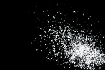 Snow overlay background isolated on black. Winter concept.