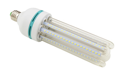 Led light bulb isolated on white background close up	