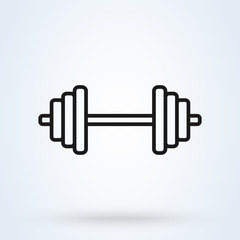 Dumbbell and Barbell line. Simple modern icon design illustration.