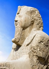 Detail of Alabaster sphinx 19th Dynasty (1341-1200 BC).  Ancient Memphis (UNESCO World Heritage List 1979). Cairo Egypt Africa