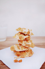 Homemade Tower Cookies Cornflakes with fresh milk 