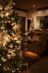 Decorated Christmas Trees In House