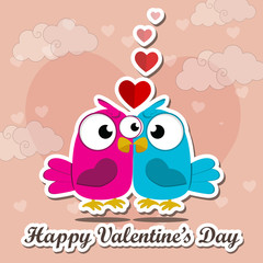 Creative of love valentines day concept. Love birds couple hug under love heart tree background. Vector illustration invitation card Valentine's day paper cut style. Valentines wallpaper. Banner. Post