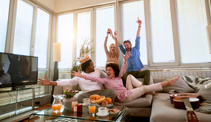 Cheerful people having fun