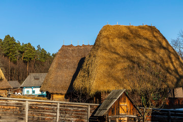 Romanian traditional houses. Duplex of potters