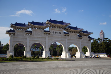 Archway of Chiang Kai Shek Memorial Hall, Tapiei, Taiwan. The meaning of the Chinese text on the archway is "Liberty Square".