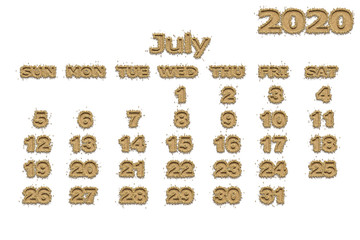 Naklejka premium Calendar 2020 template logo with sand design on a white background with Place for Photo and Company Logo. Formseparate month. Week starts on Sunday.