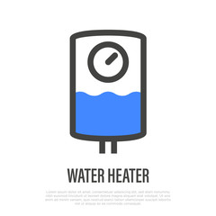 Water heater thin line icon. Thermal boiler for home. Vector illustration.