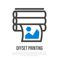 Offset printing thin line icon. Typography equipment. Vector illustration.