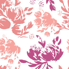 Flower scribble pattern. Romantic artistic textile vector print surface design background