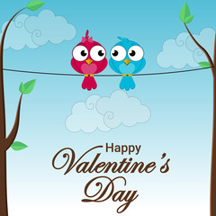 Creative of love valentines day concept. Love birds couple  background. Vector illustration invitation card Valentine's day paper cut style. Valentines wallpaper. Banner. Post