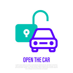 Unblocked car thin line icon. Vector illustration.