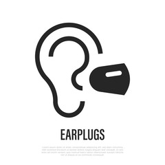 Earplug thin line icon. Remedy for insomnia. Vector illustration.