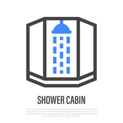 Shower cabin thin line icon. Bathroom element. Vector illustration.