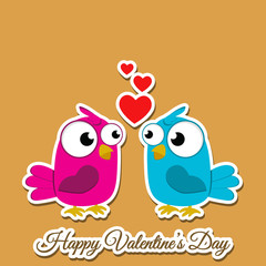 Creative of love valentines day concept. Love birds couple  background. Vector illustration invitation card Valentine's day paper cut style. Valentines wallpaper. Banner. Post