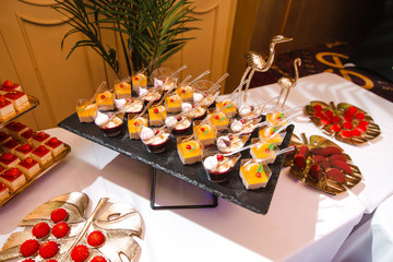 Sweet desserts and cakes for guests in Eastern Europe Latvia Riga bar cafe restaurant