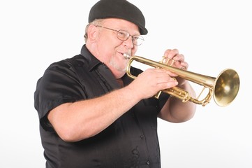 Man In Hat Blowing Trumpet