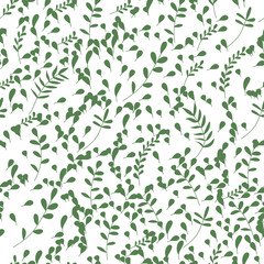 Vector Leaves branch. Field foliage seamless pattern
