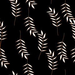 Vector Leaves branch. Field foliage seamless pattern. 