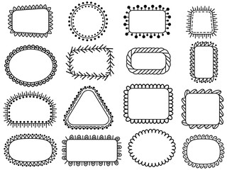 set of hand drawn doodle frames