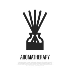 Aromatherapy thin line icon. Sticks in bottle, aromatic diffuser. Vector illustration.