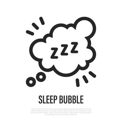 Sleep bubble thin line icon. Sleeping sign. Vector illustration.