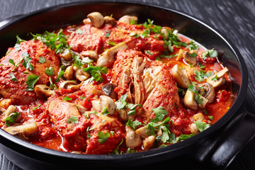 close-up of hot Chicken Cacciatore, top view