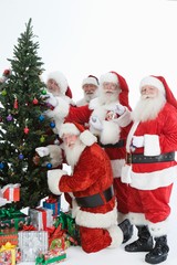 Senior Santa Claus With Christmas Tree