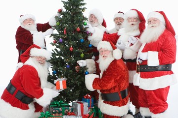 Santa Claus With Christmas Tree And Gifts