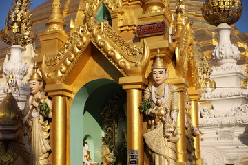 YANGON/MYANMAR - 26th Aug, 2019 : Shwe Dagon Pagoda, Yangon, Myanmar.