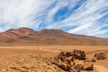 Volcanoes on the altiplano in Bolivia.