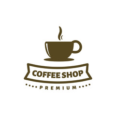 coffee shop logo template vector for premium high quality coffee business. Editable vector file. Simple, retro, and vintage style.
